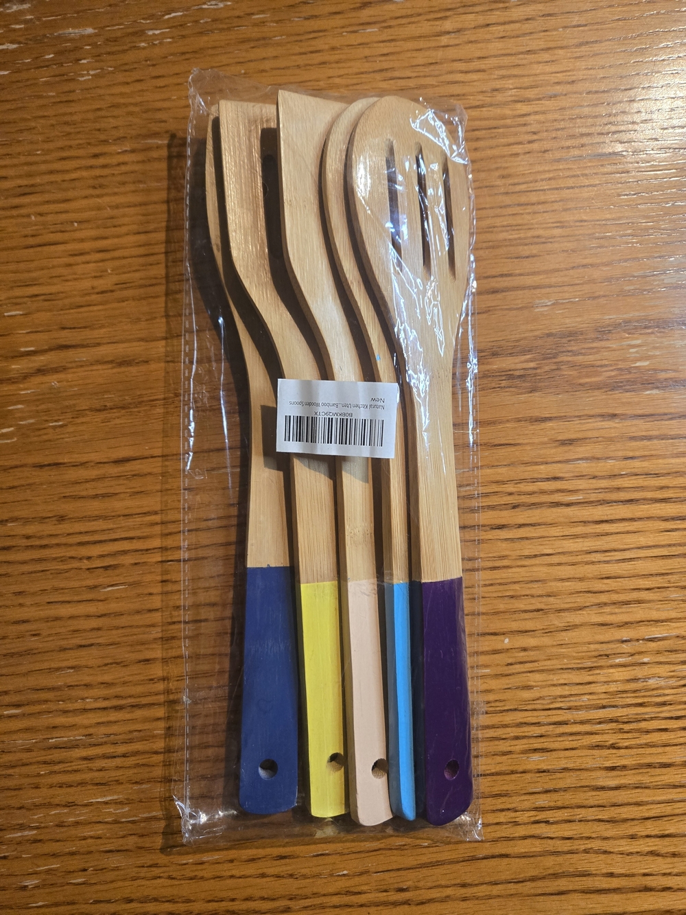 Multicolor Wooden Bamboo Cooking Kitchen Utensil Set - Pack of 5